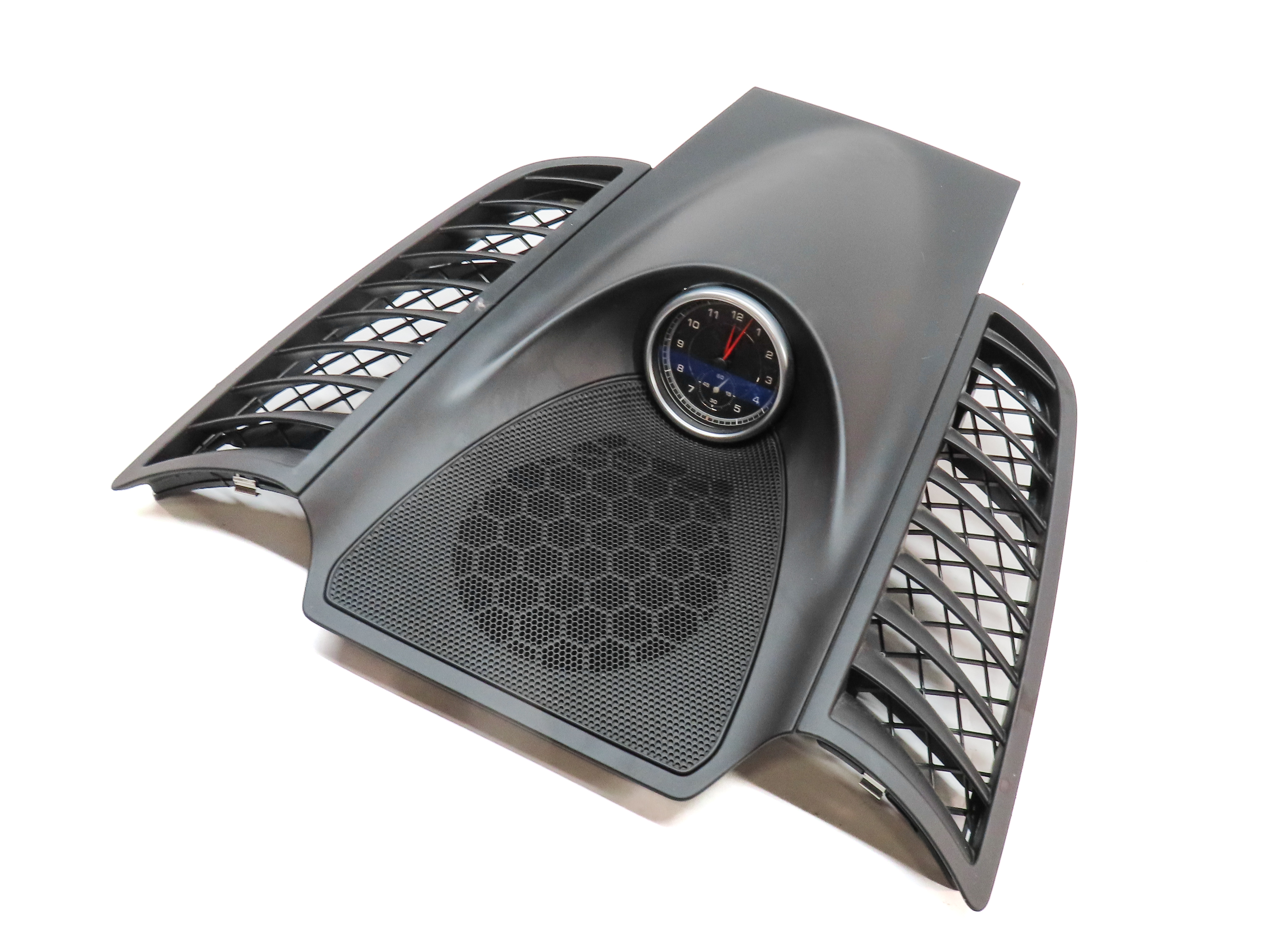2014 PORSCHE CAYENNE (958) FRONT CENTER DASH CLOCK w/ SPEAKER GRILLE (BLACK) — exact item pictured